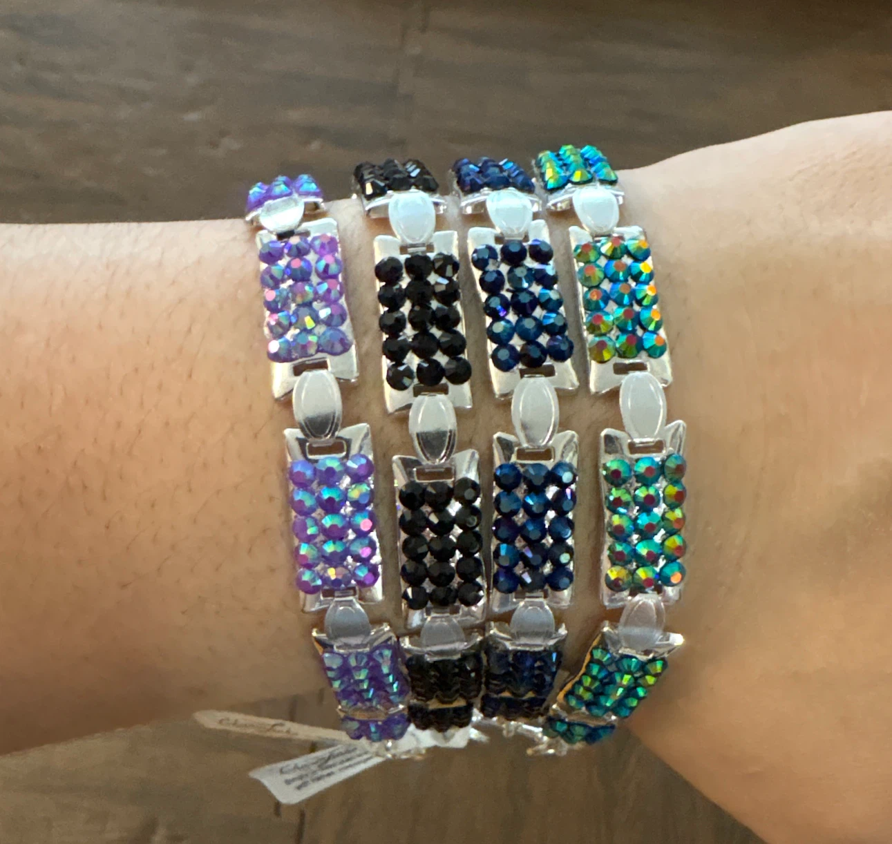 Silver tone metal  Sparkly Beaded Bracelets Set