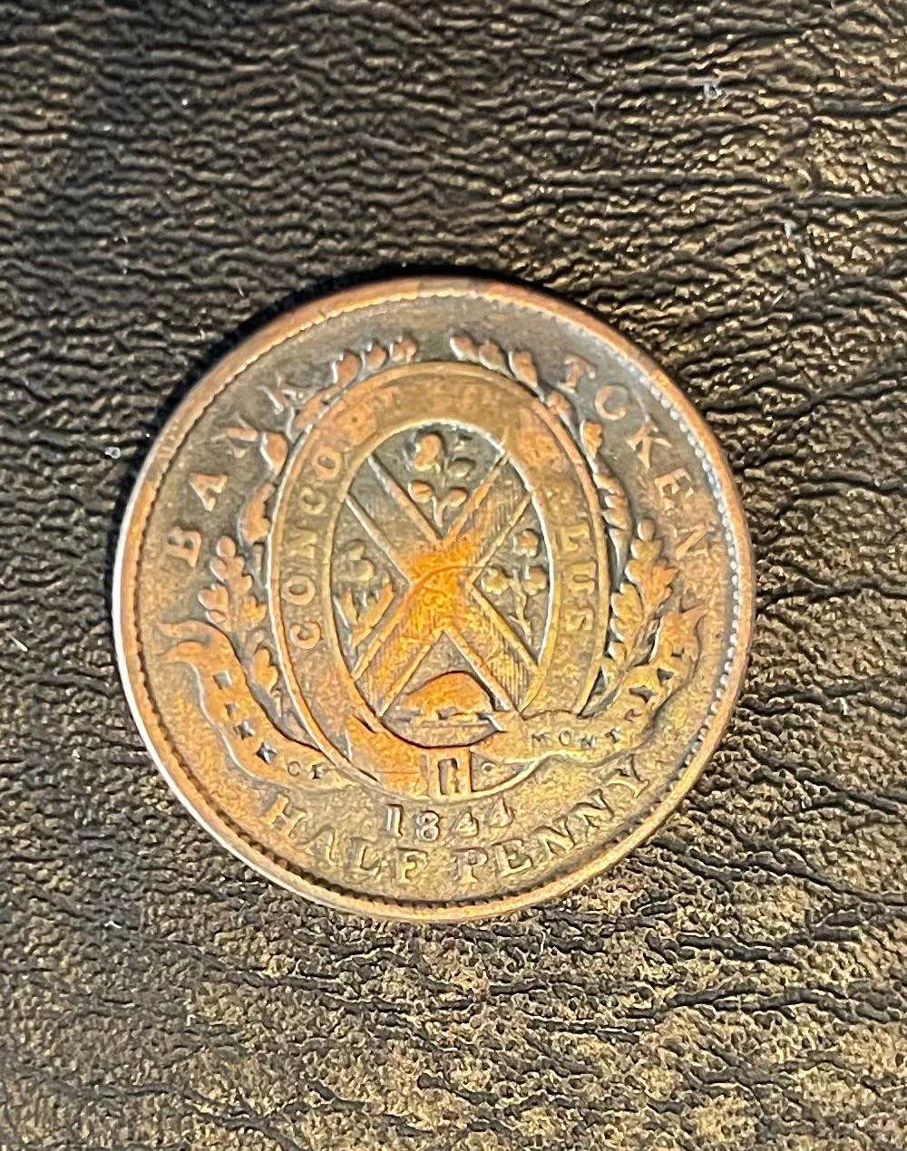 1844 Bank of Montreal Half Penny Token - photo 3
