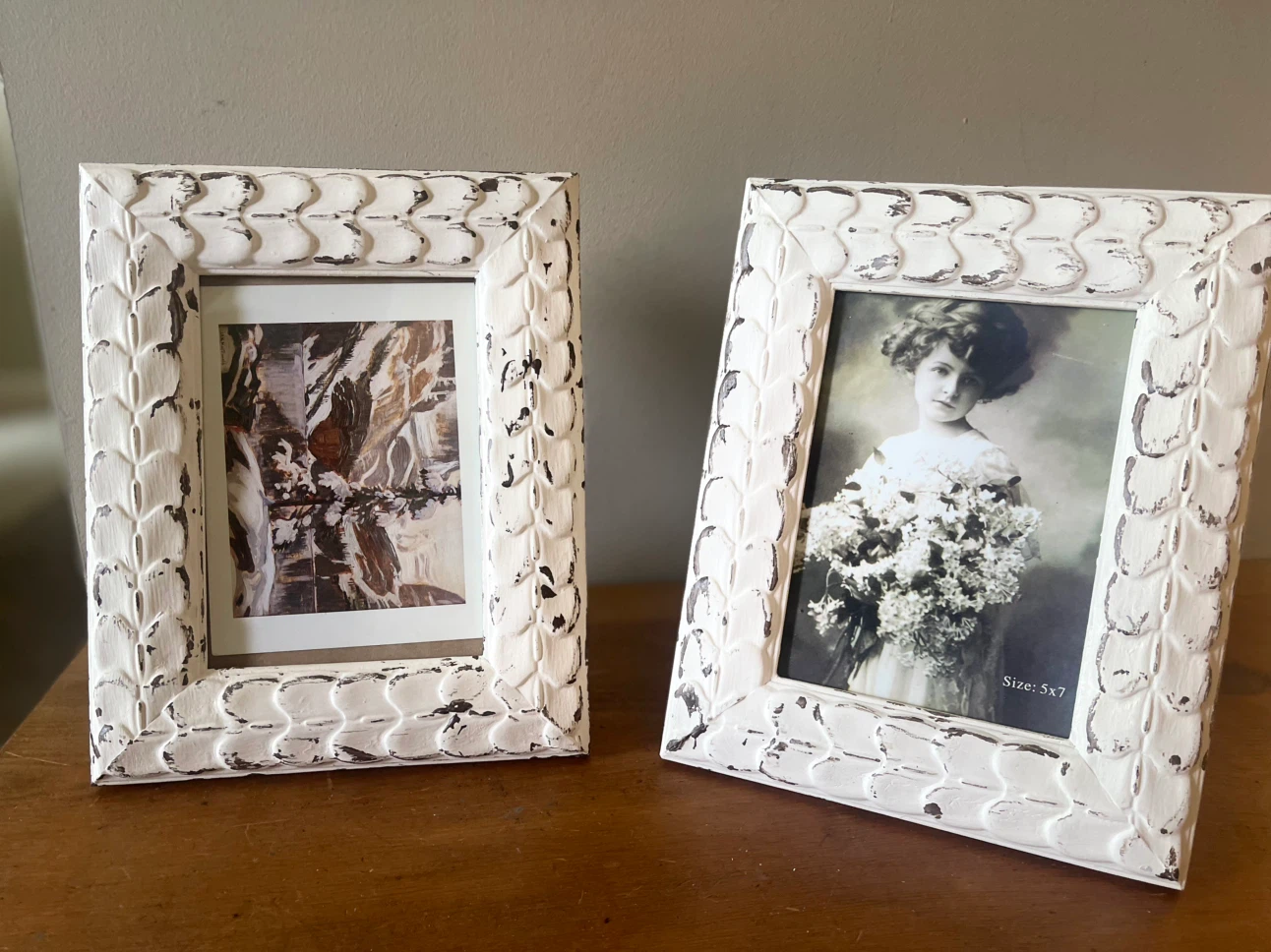 Set of 2 Distressed White Photo Frames - photo 2