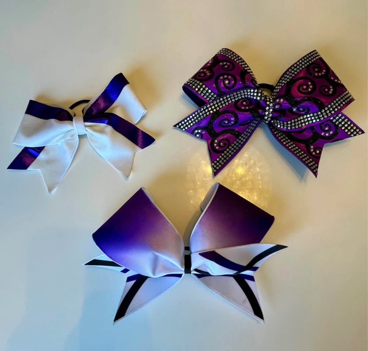 Set of 3 Purple Cheer Bows - Perfect Storm