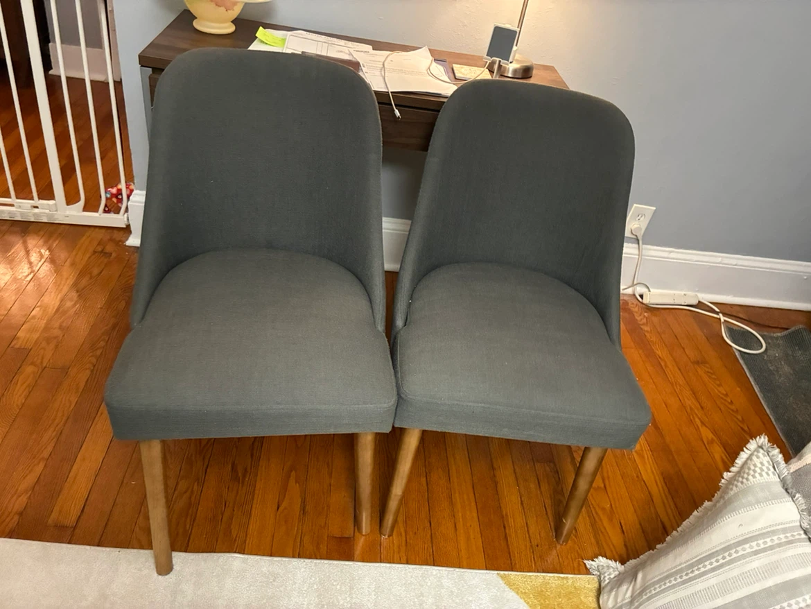 Set of 2 Dark Gray Upholstered Dining Chairs