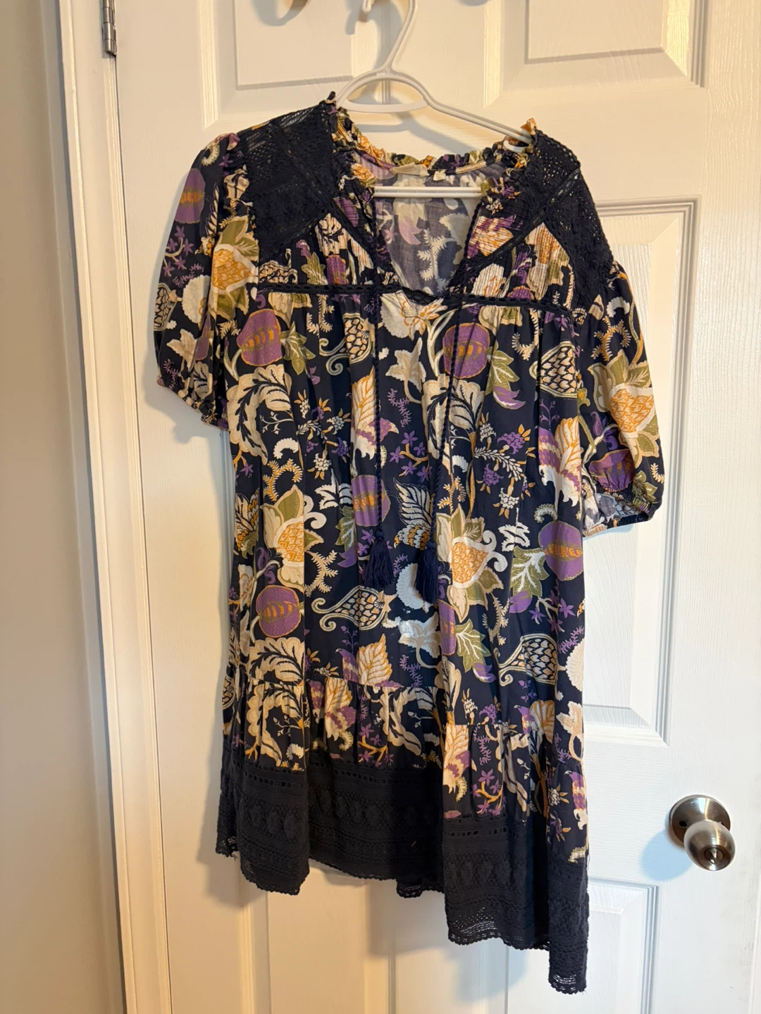 Women's Floral Print Dress with Lace Detail