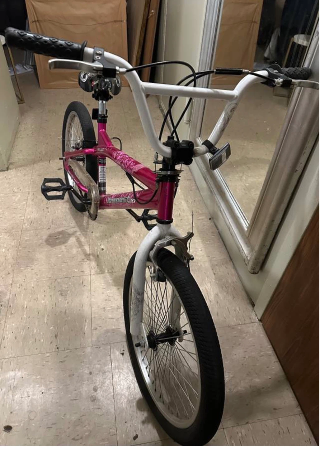 Pink and White BMX Bike