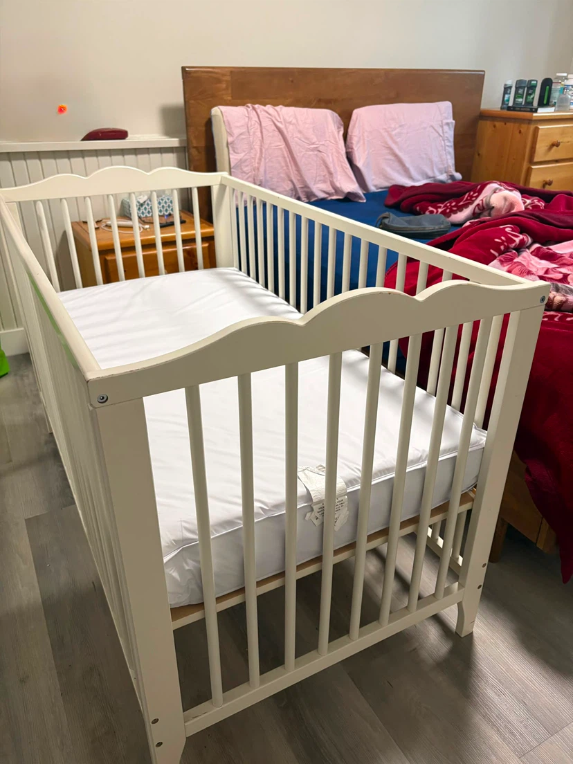 White Wooden Baby Crib