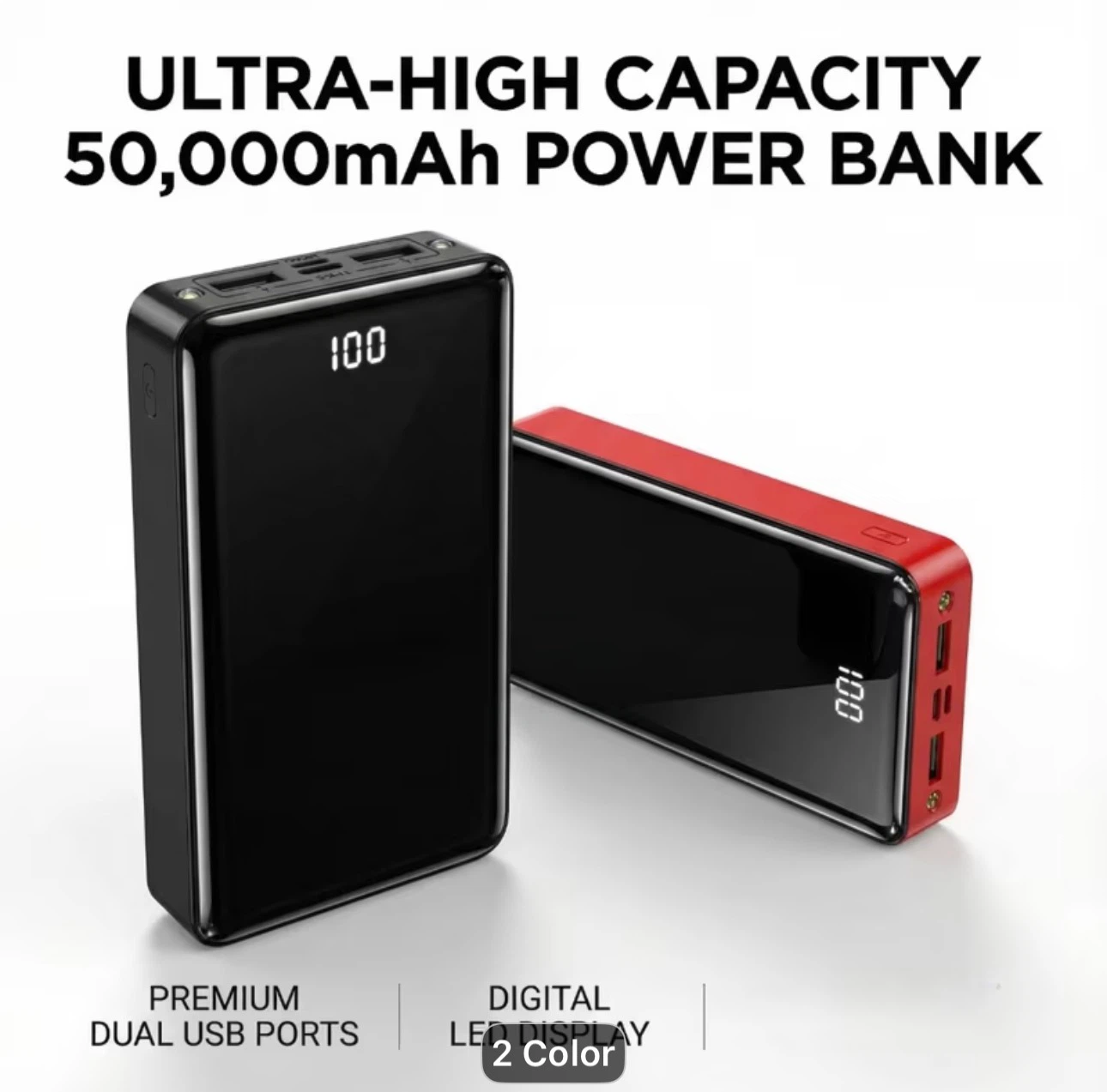 50000mAh Large Capacity Power Bank, LED Digital Display - photo 2