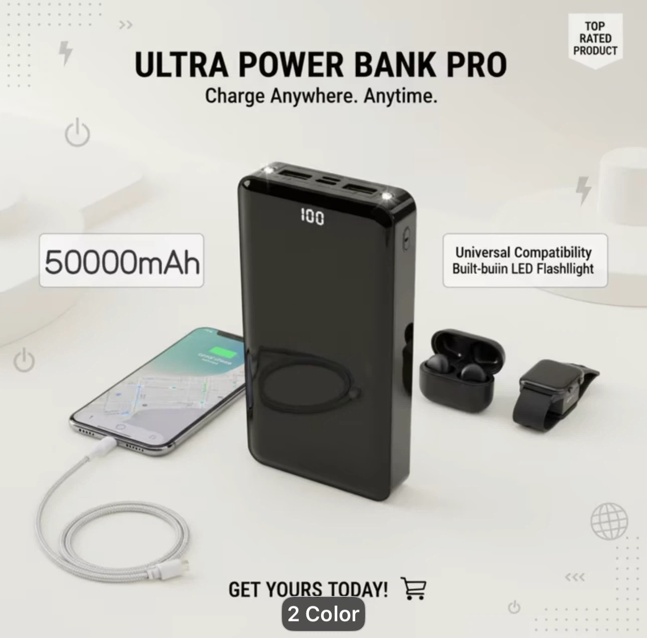 50000mAh Large Capacity Power Bank, LED Digital Display - photo 3