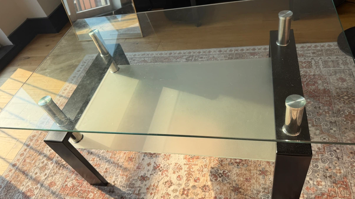 Modern Glass Coffee Table with Frosted Shelf