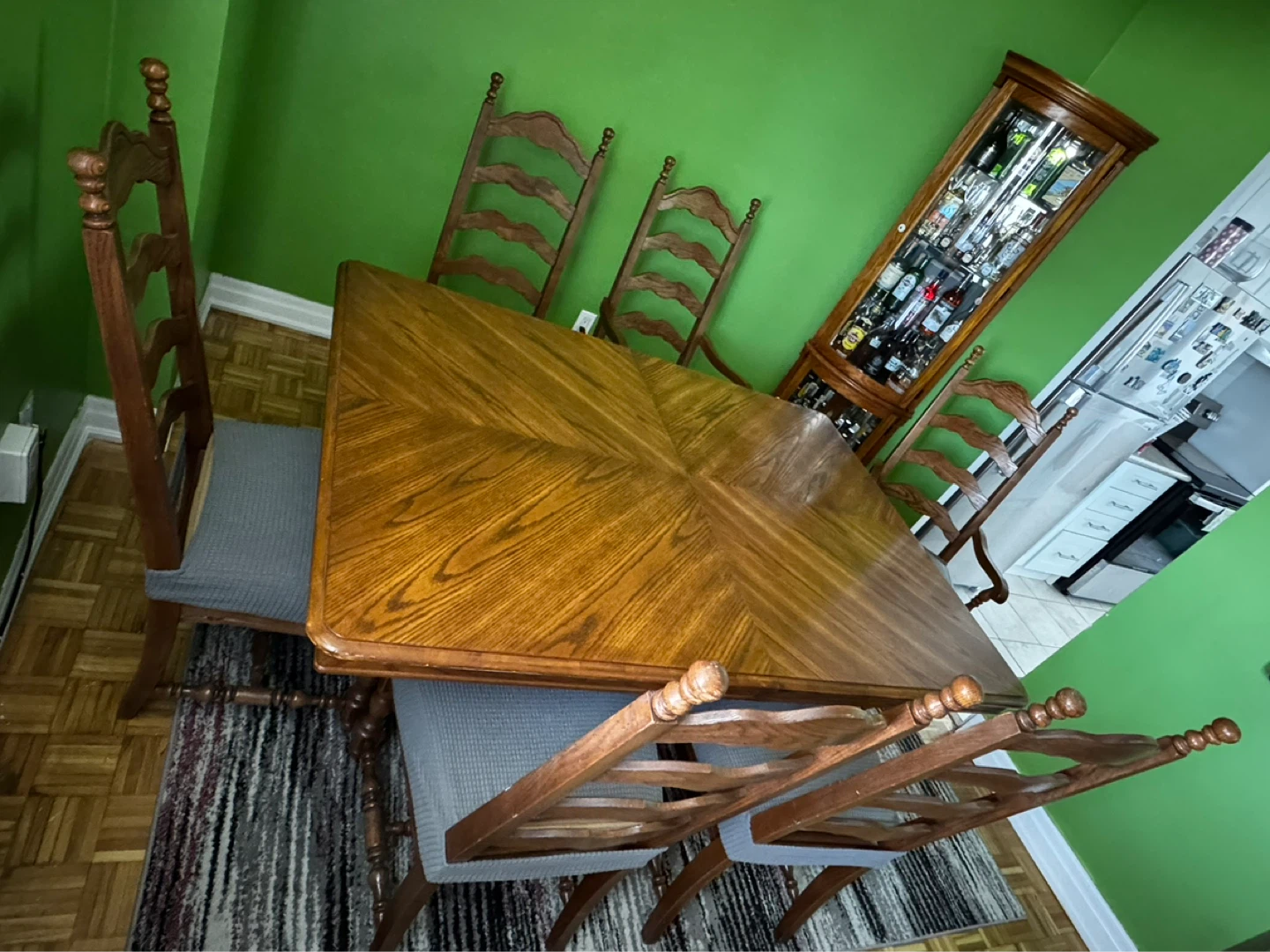 Solid wood dining set table and chairs