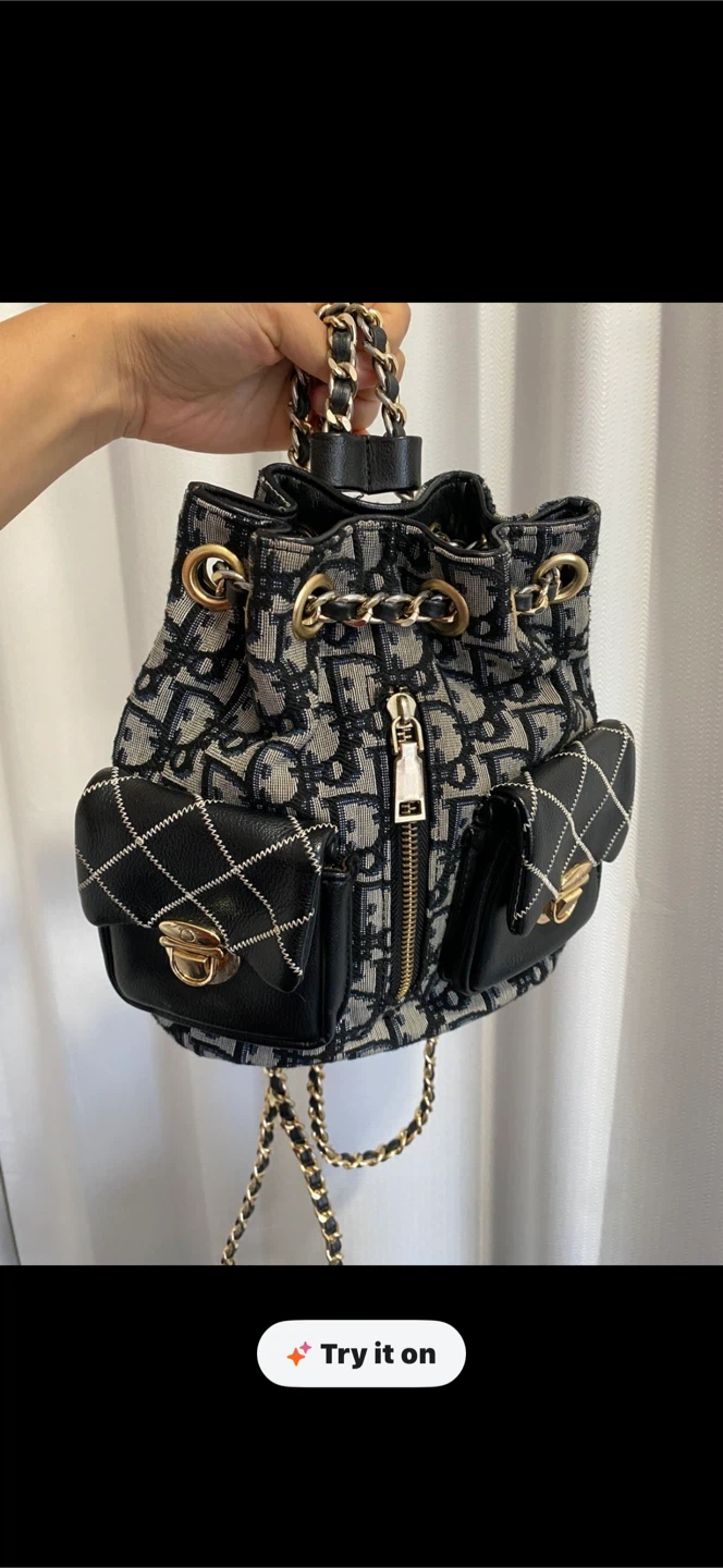 Vintage 90s Dior Trotter Canvas & Leather Backpack