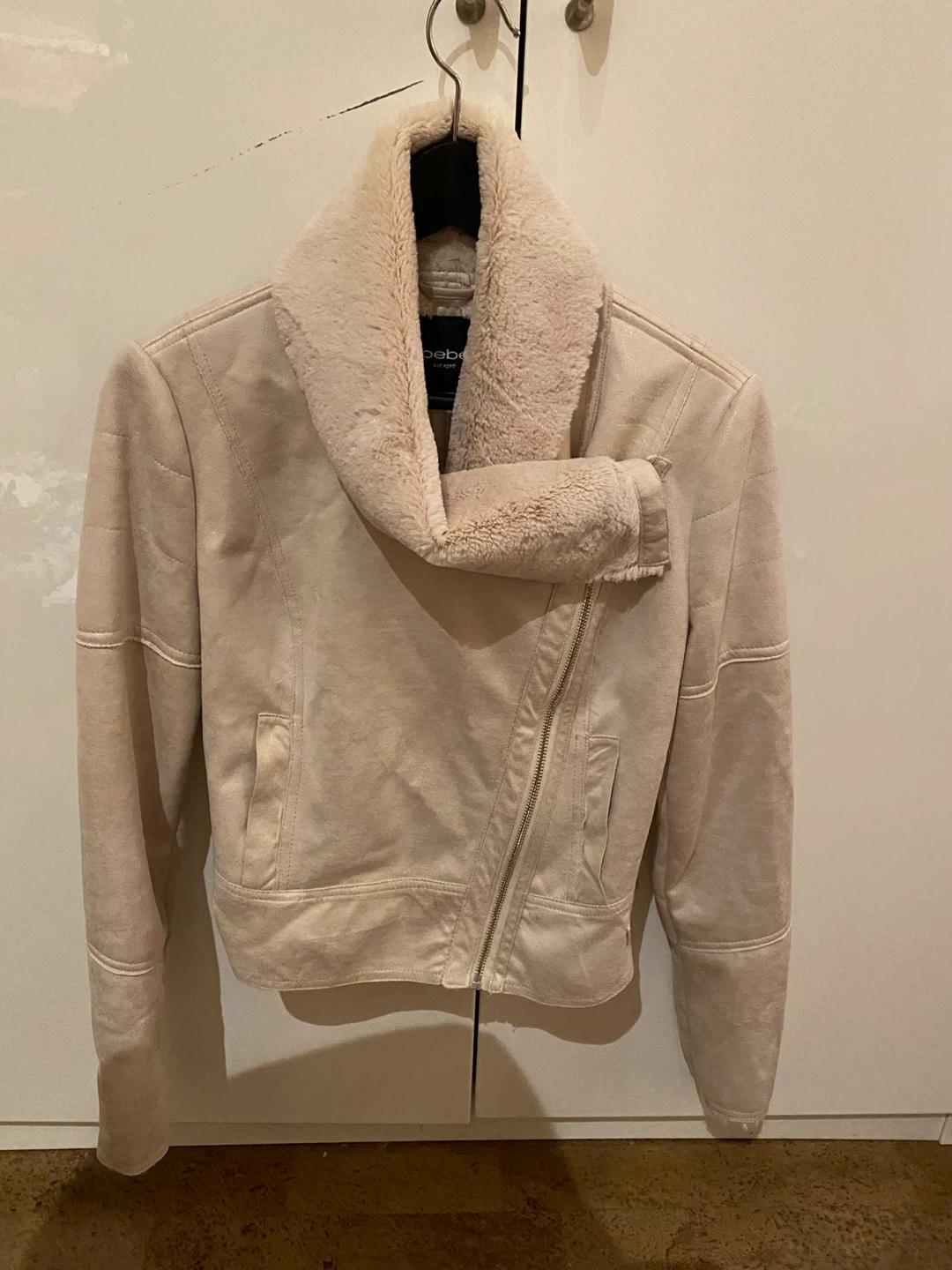 Bebe Moto Jacket with Fur Collar
