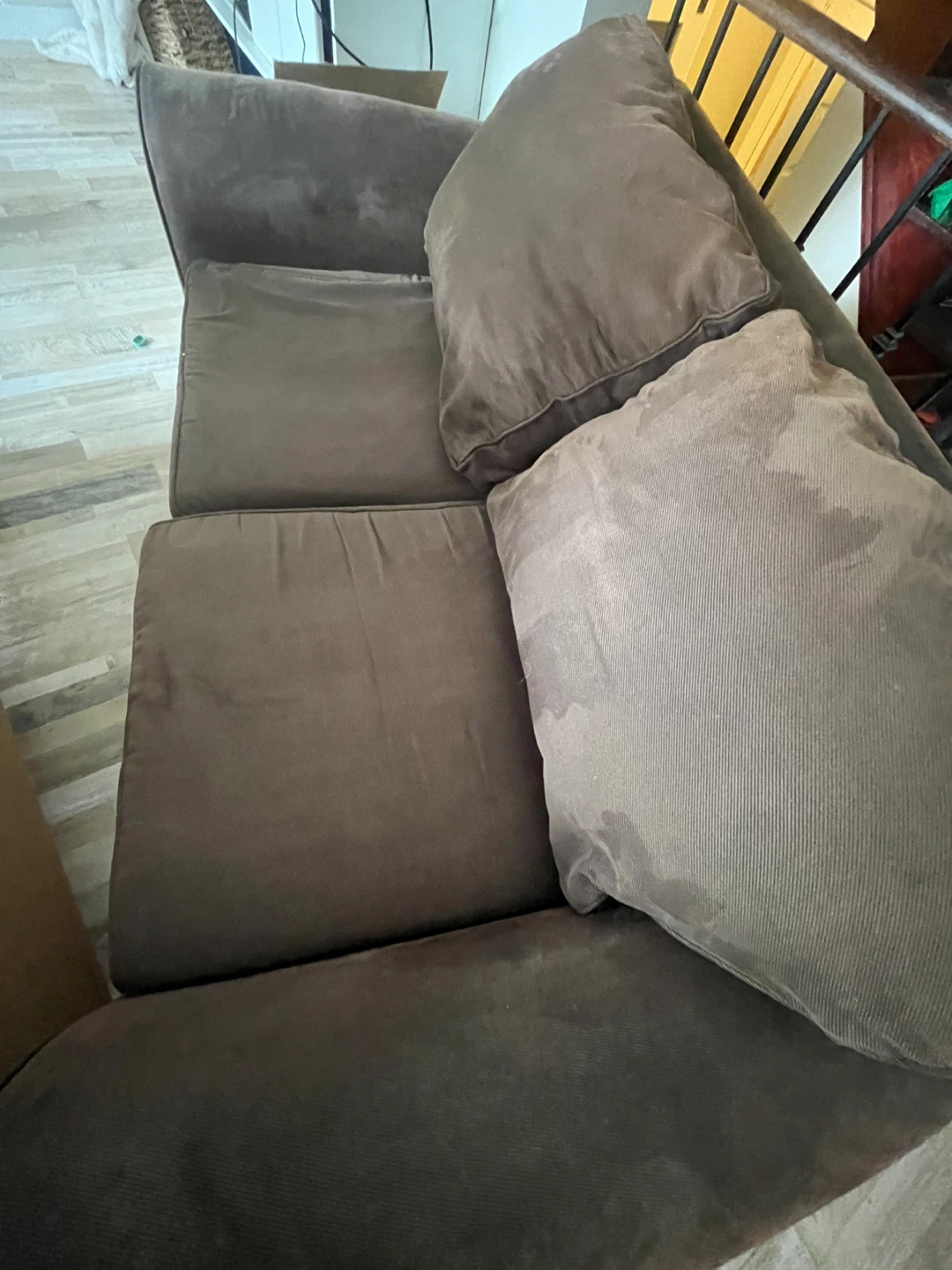 Brown Suede Loveseat with Two Cushions - photo 2