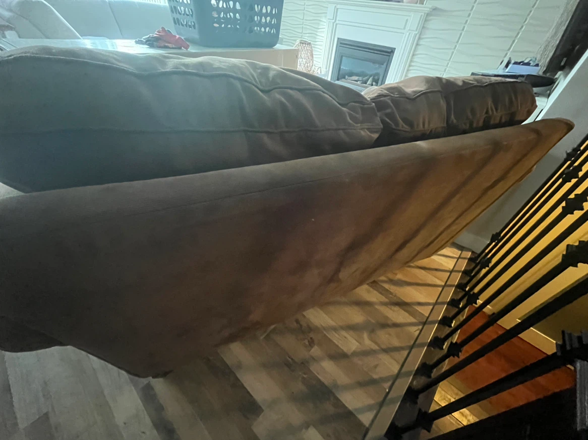 Brown Suede Loveseat with Two Cushions - photo 3
