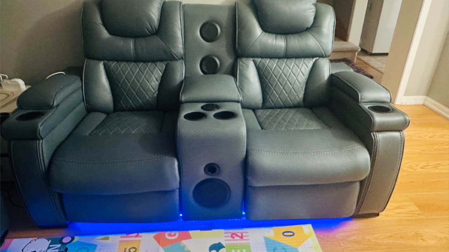 Grey Power Recliner Sofa with Cup Holders and USB - photo 4