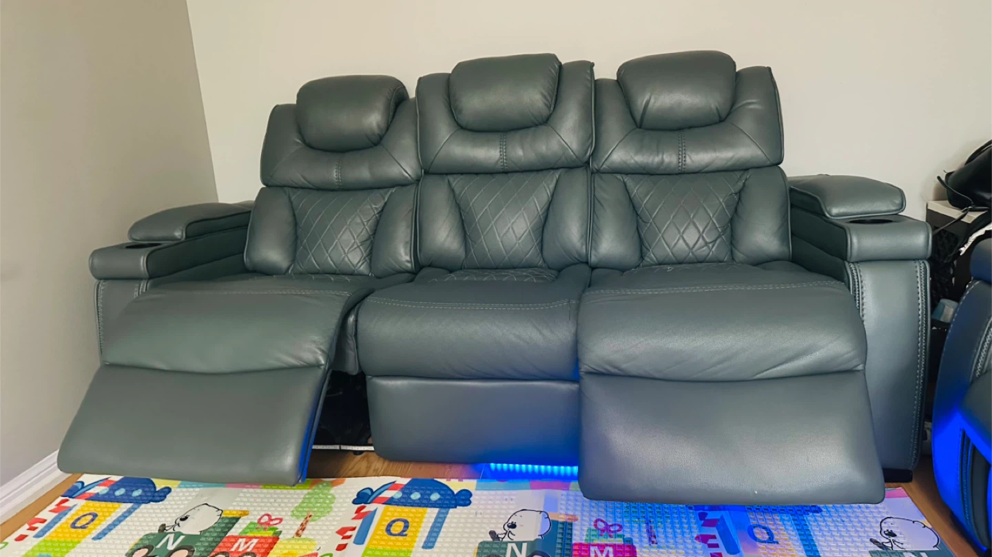 Grey Power Recliner Sofa with Cup Holders and USB - photo 2