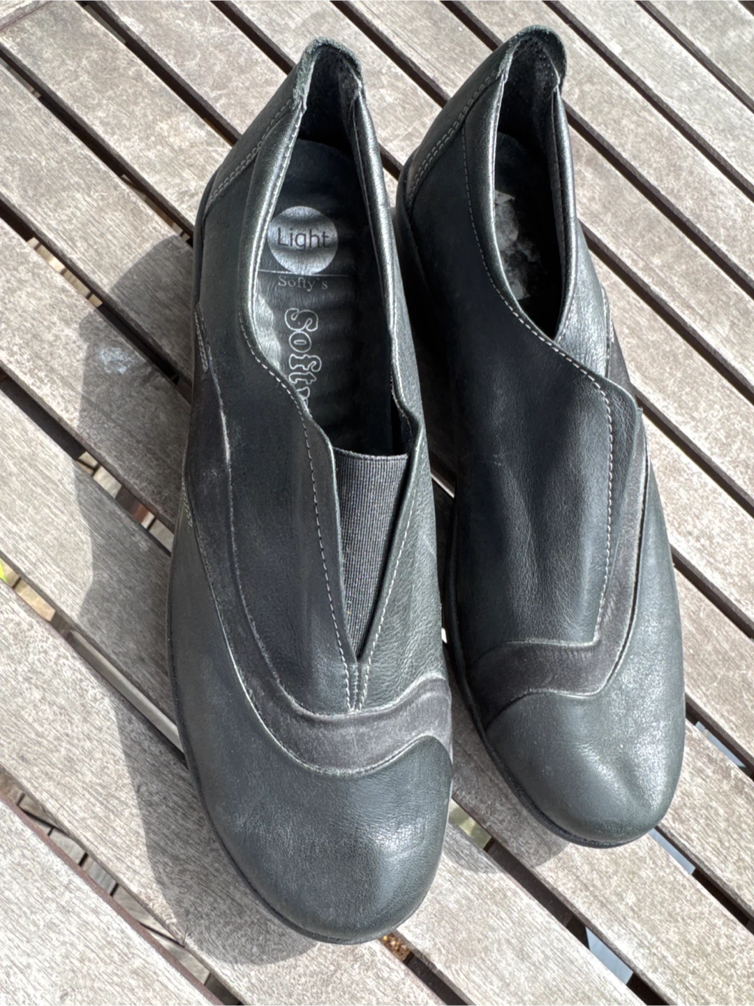Softwaves Black Leather Slip-On Shoes EU 38 / UK 5