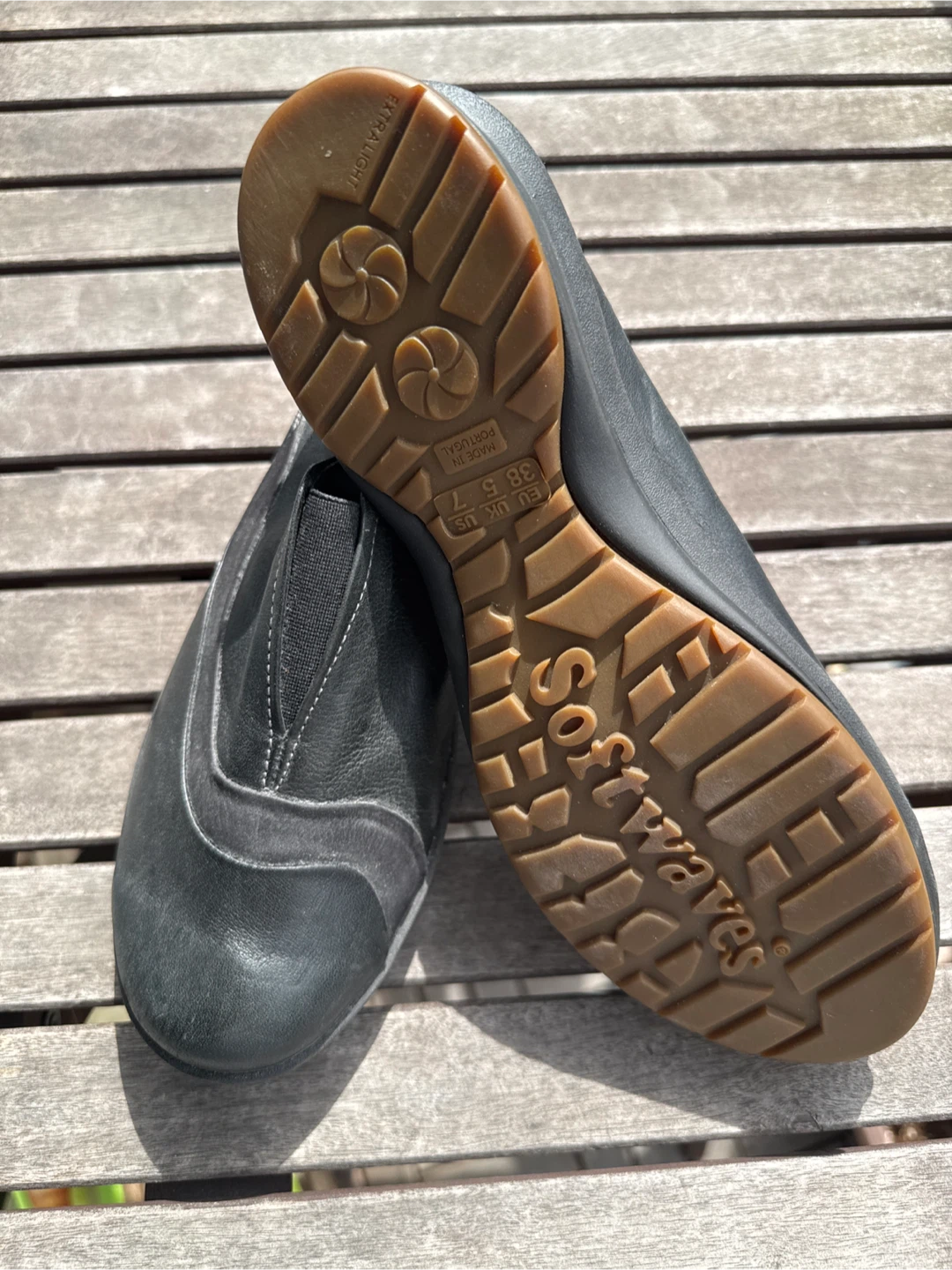 Softwaves Black Leather Slip-On Shoes EU 38 / UK 5 - photo 2