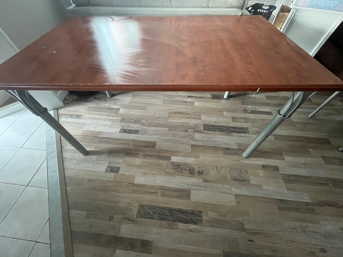 Wooden Dining Table with Metal Legs