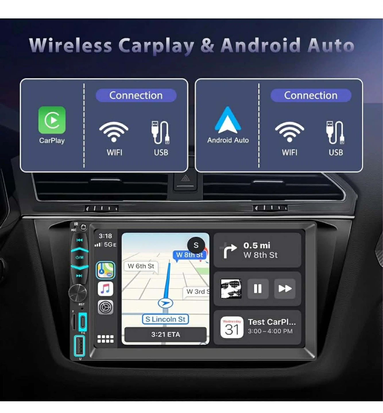 Car MP5 Player with Wireless CarPlay & Android Auto - photo 2
