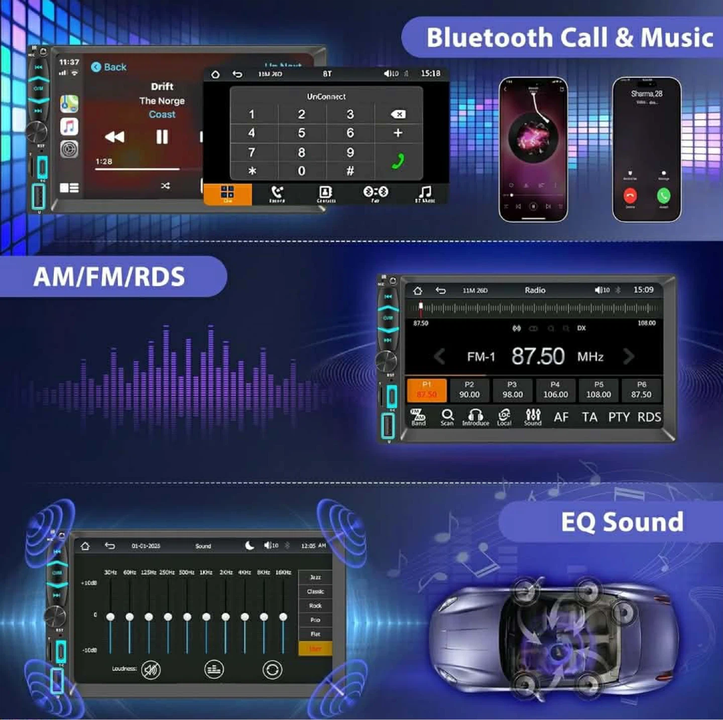 Car MP5 Player with Wireless CarPlay & Android Auto - photo 3