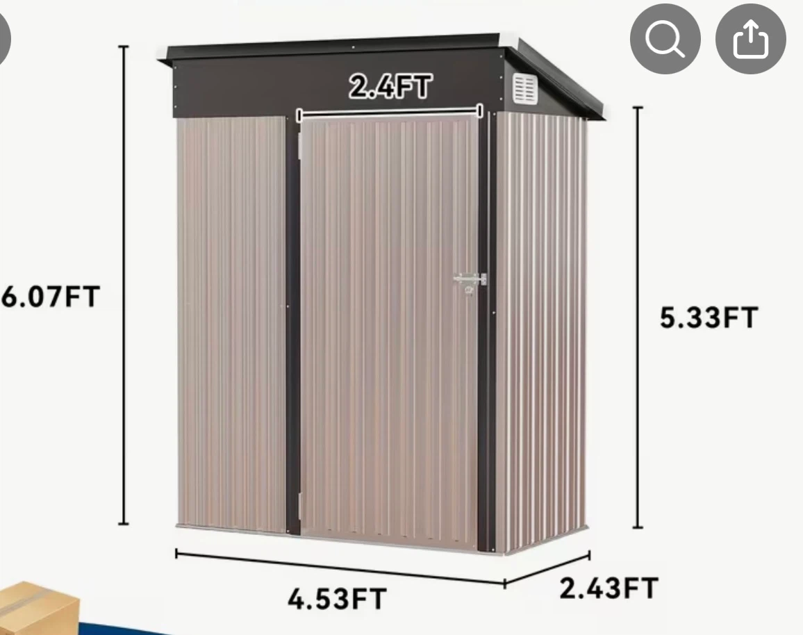 Outdoor Storage Shed - 2.4ft x 4.53ft x 5.33ft - photo 3