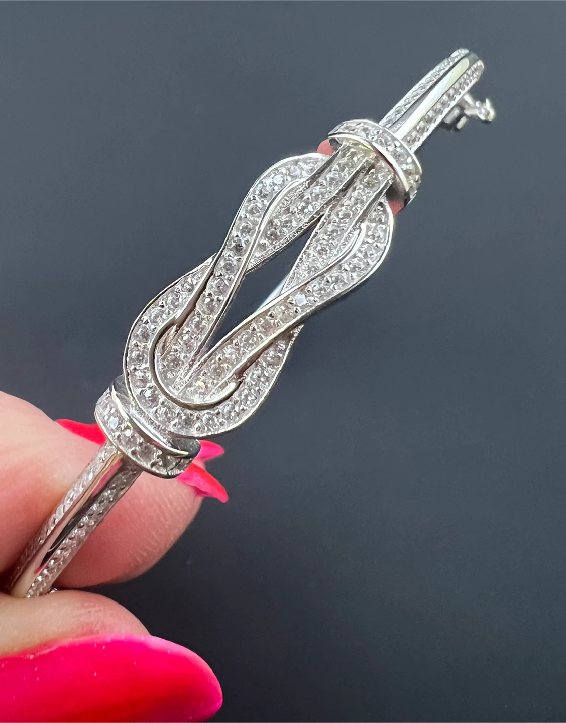 925 Sterling Silver Cubic Zirconia Bangle - photo 2