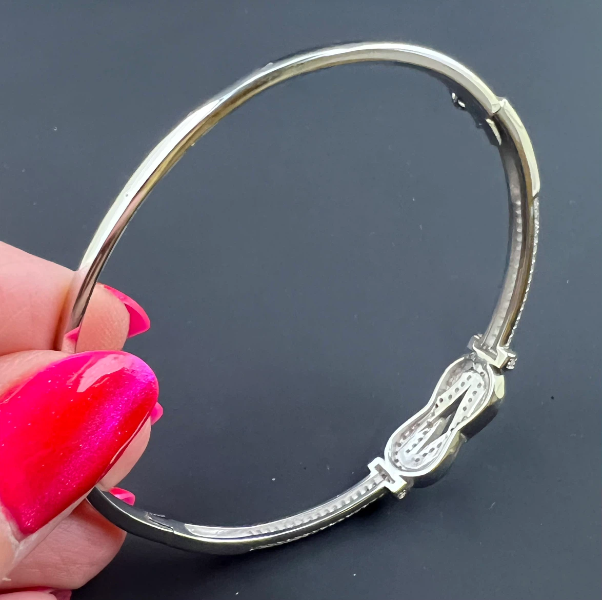 925 Sterling Silver Cubic Zirconia Bangle - photo 4