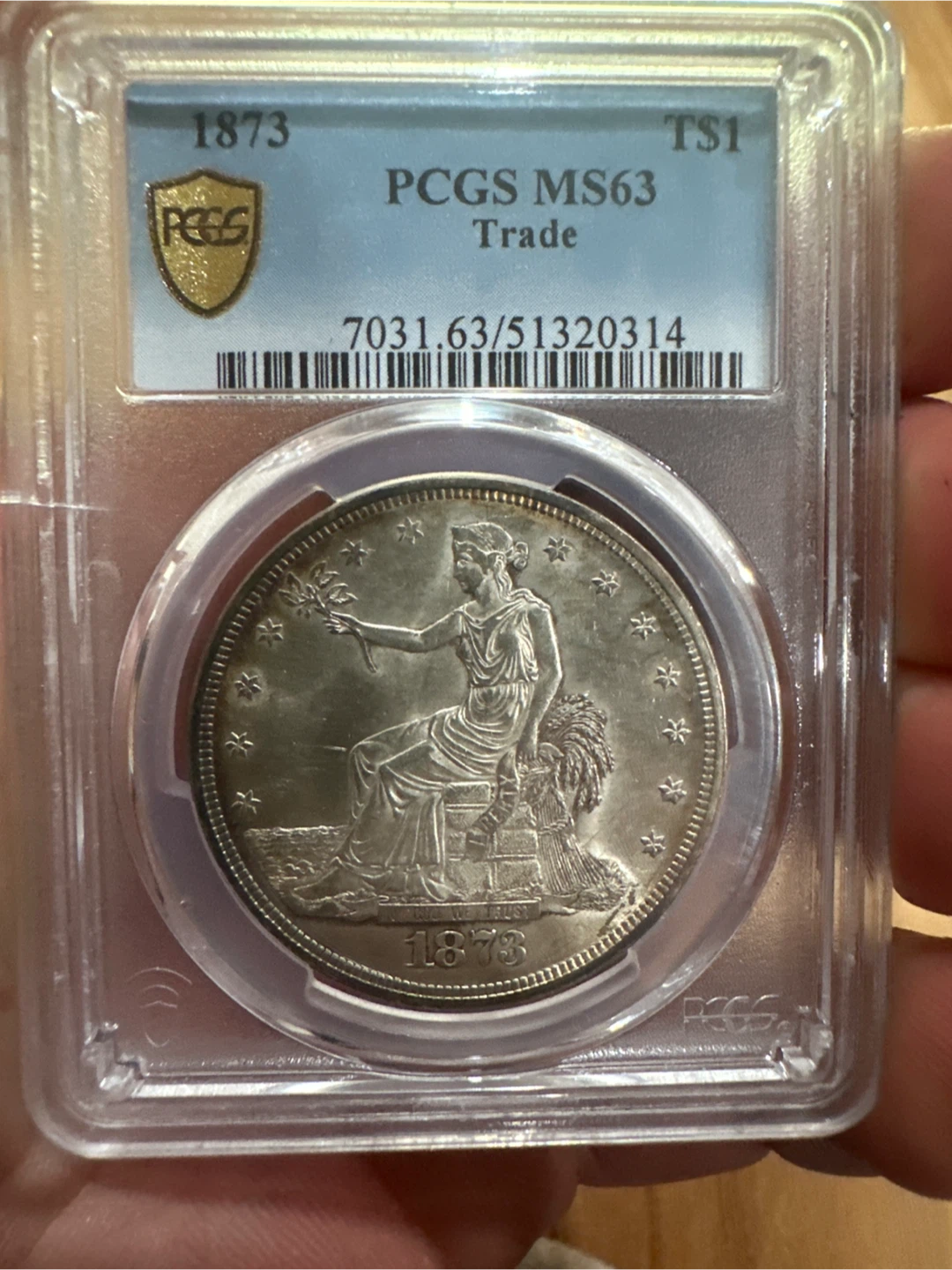 1873 US Trade Dollar PCGS MS63 Silver Coin