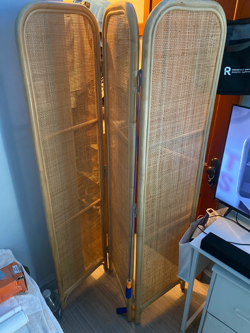 3-Panel Rattan Room Divider Screen