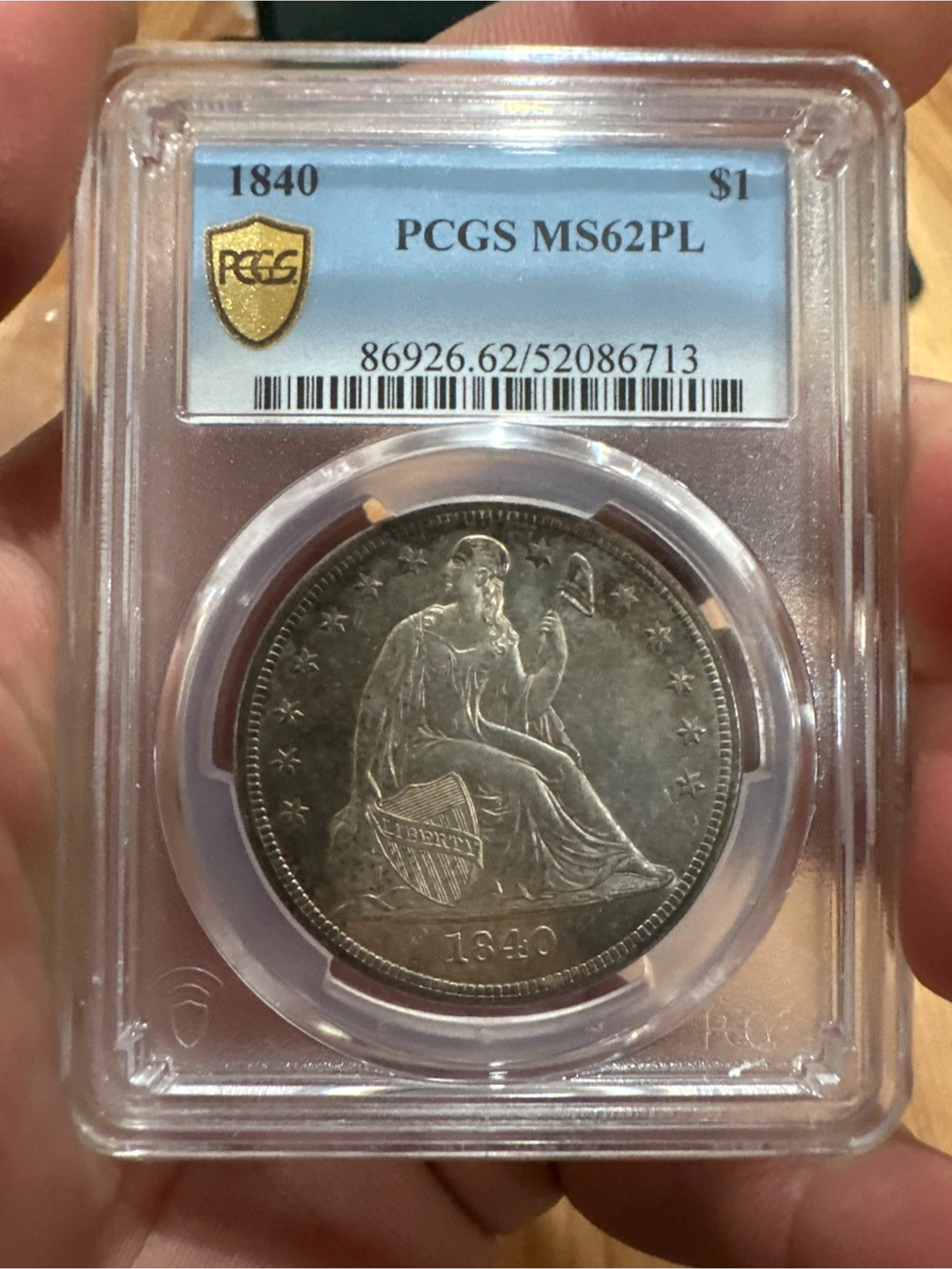 1840 Seated Liberty Dollar PCGS MS62PL Silver Coin