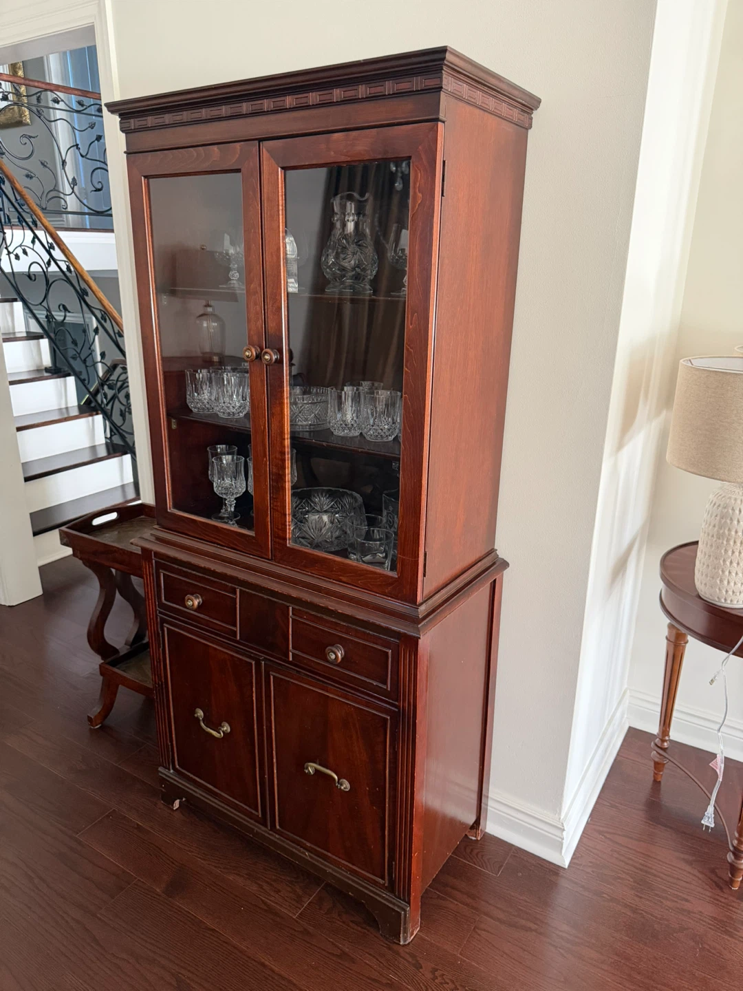 Wooden Display Cabinet with Glass Doors