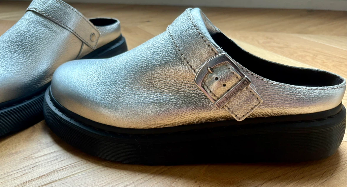 Dr. Martens Laketen Metallic Silver Slingback Mule Size 13M New - photo 2