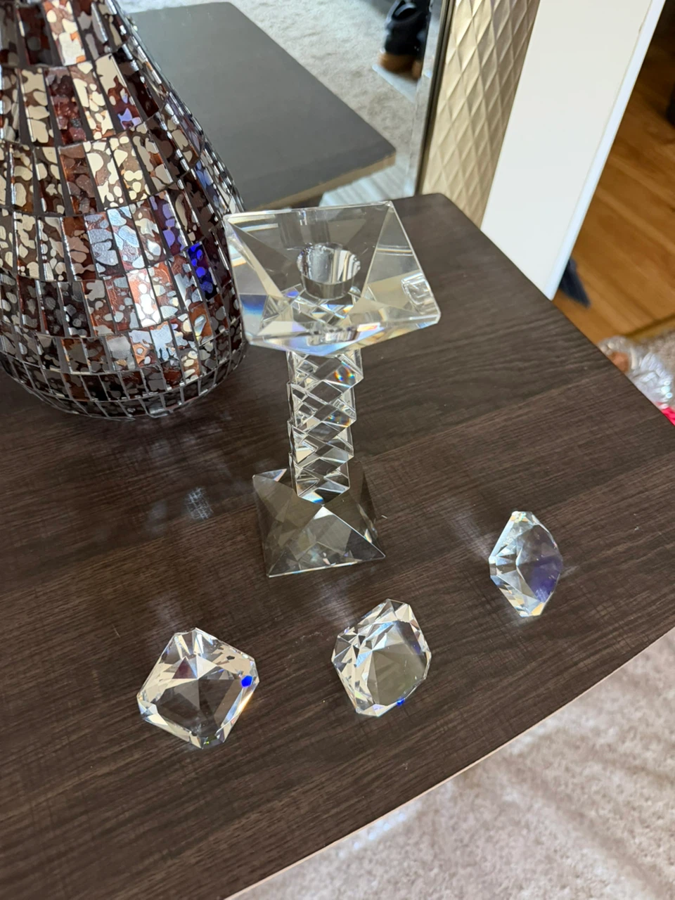 Crystal Candlestick Holder with Decorative Gems - photo 2