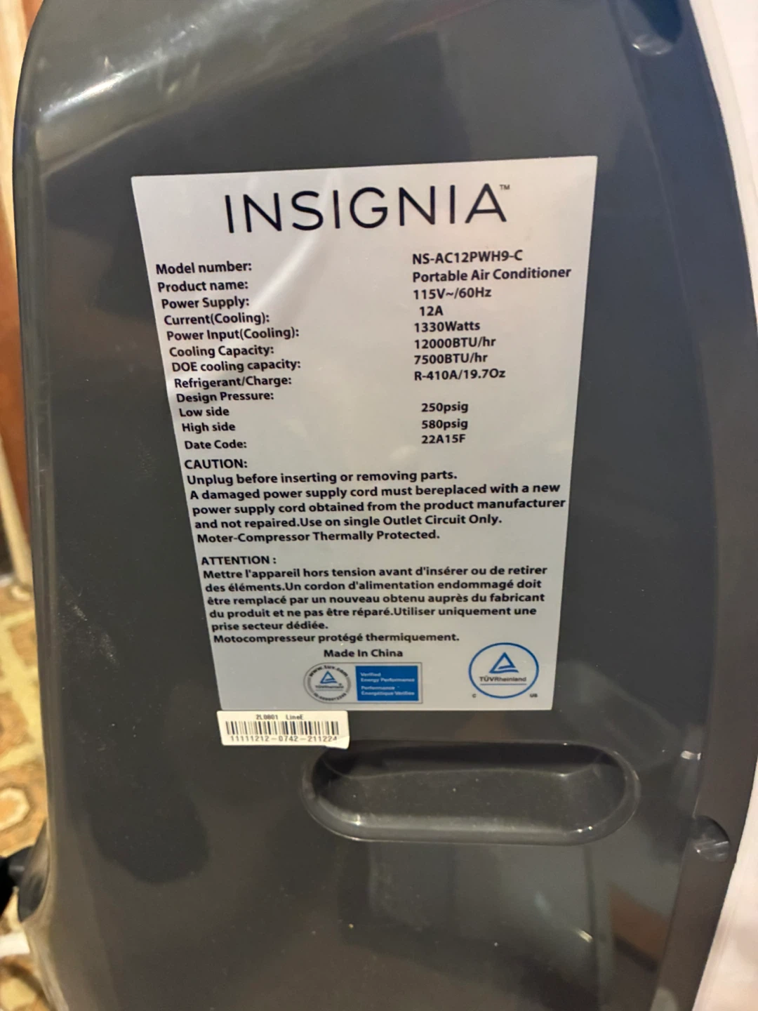 Portable Air Conditioner - insignia ns-ac14pwh9-c - photo 2