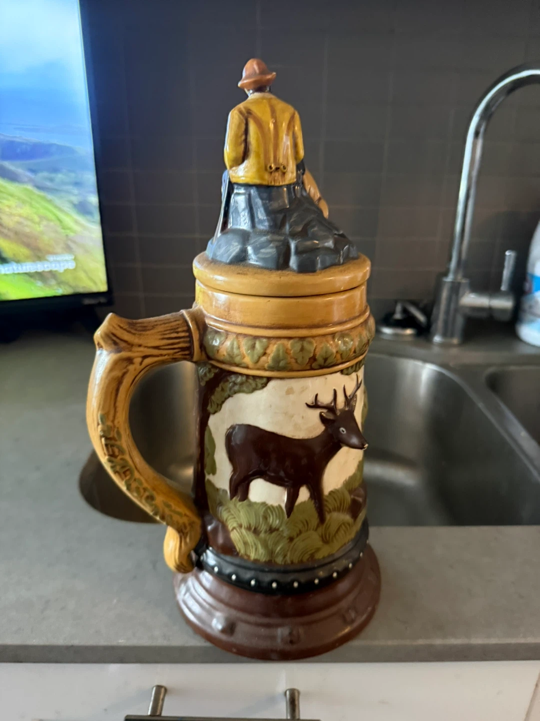 Decorative Ceramic Beer Stein with Hunting Scene - photo 2