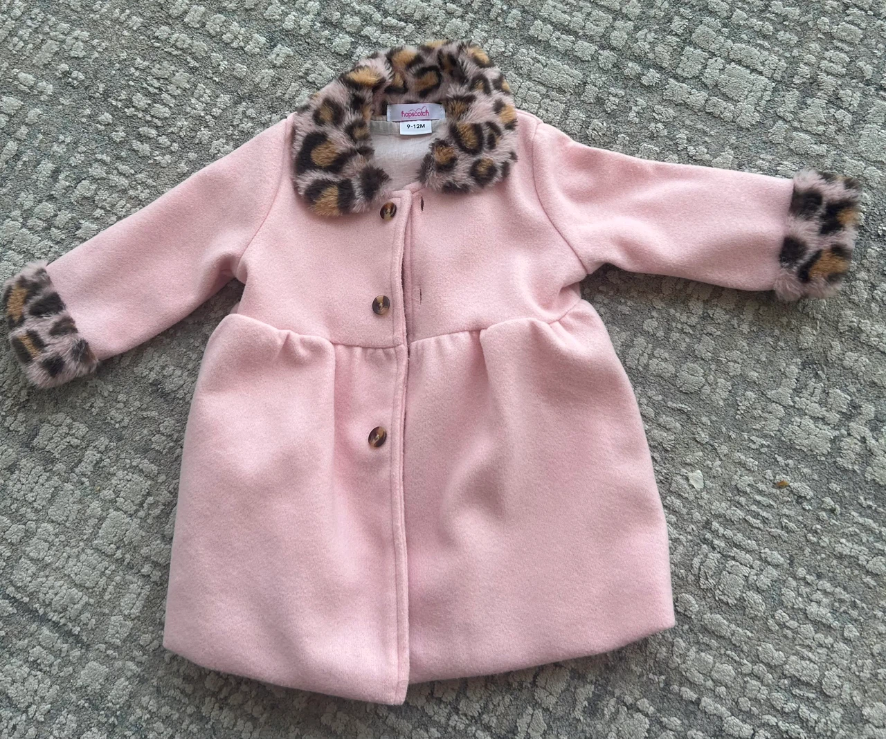 Pink Baby Coat with Leopard Print Trim - photo 2
