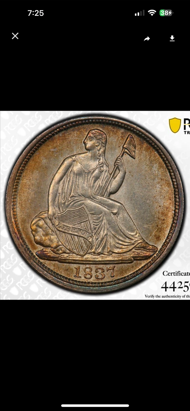 1837 Seated Liberty Half Dime PCGS MS63 - photo 2