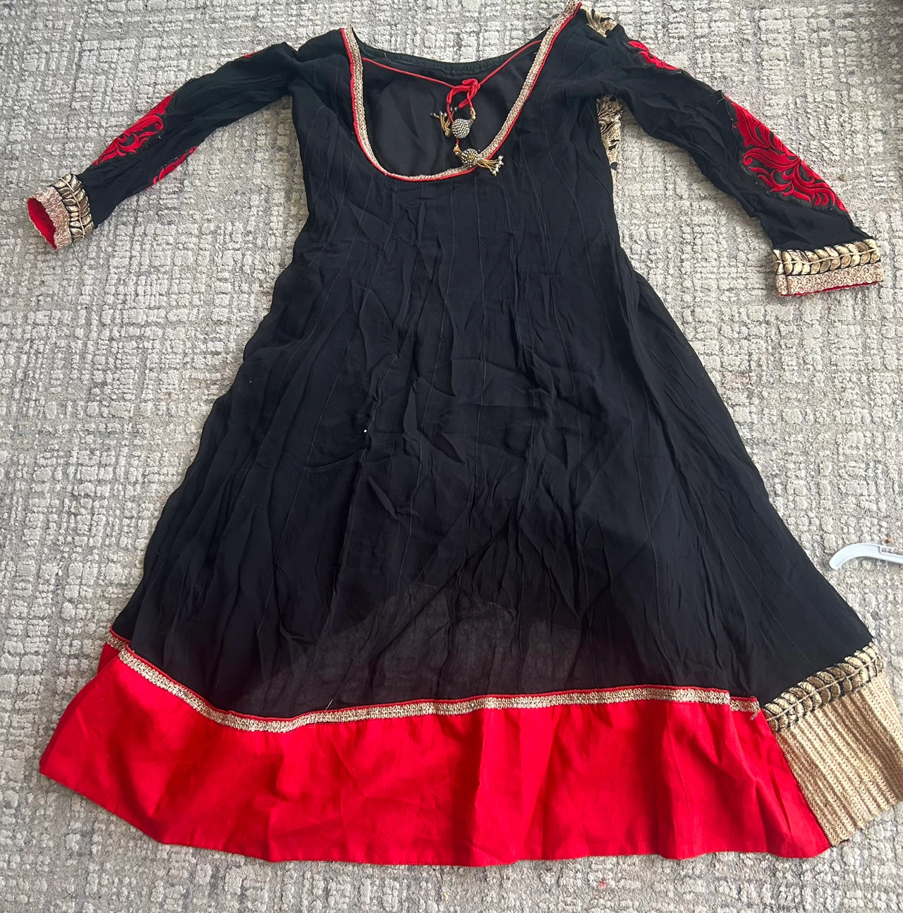 Black and Red Embellished Anarkali Dress - photo 2