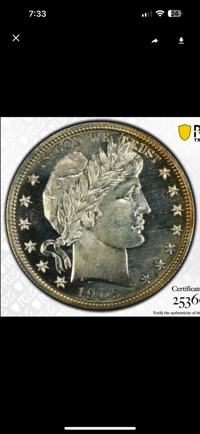 1905 Barbar half dollar PCGS PR66CAM - photo 3