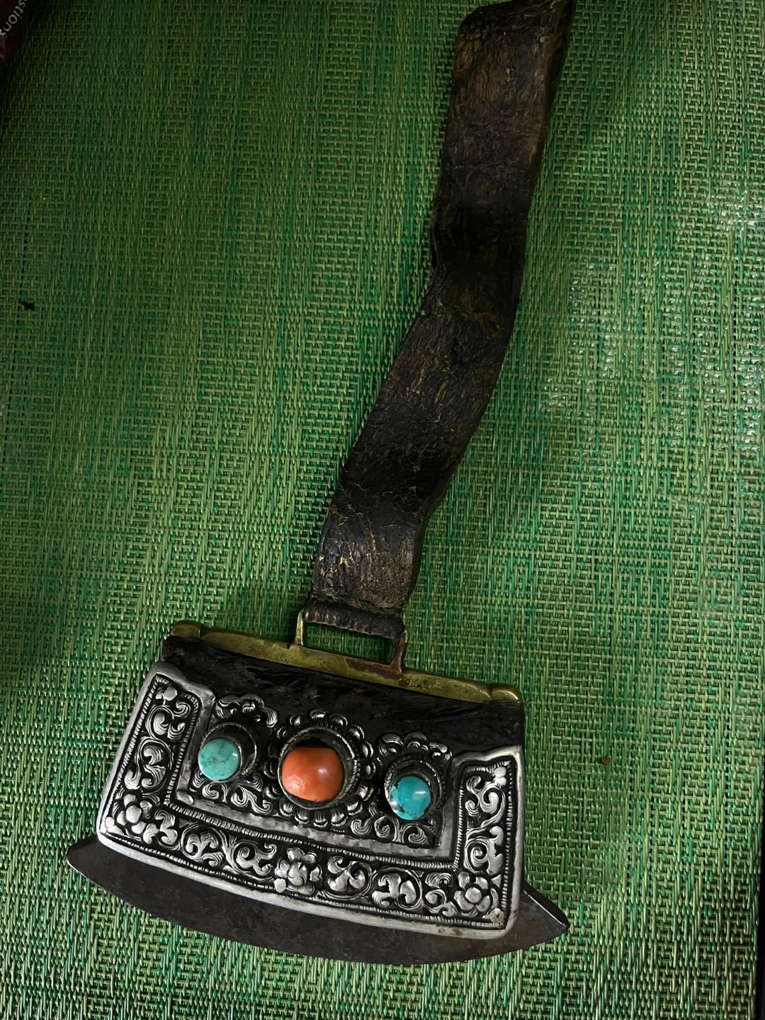 Antique Tibetan belt pendants- mechak or flint purses
