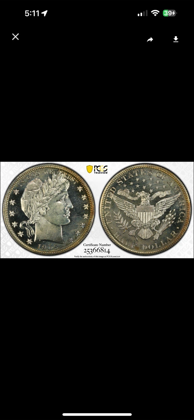 1905 Barbar half dollar PCGS PR66CAM - photo 5