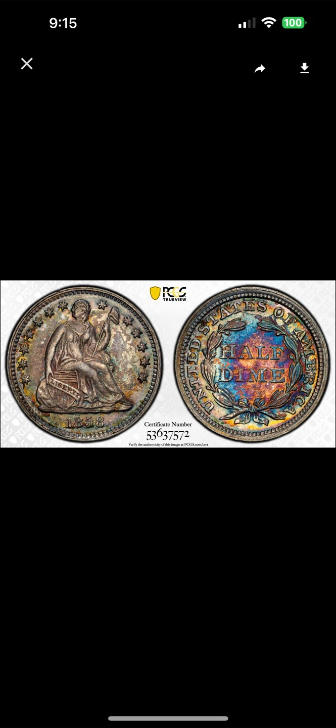 1858 Seated Liberty Half Dime PCGS MS64 - photo 3