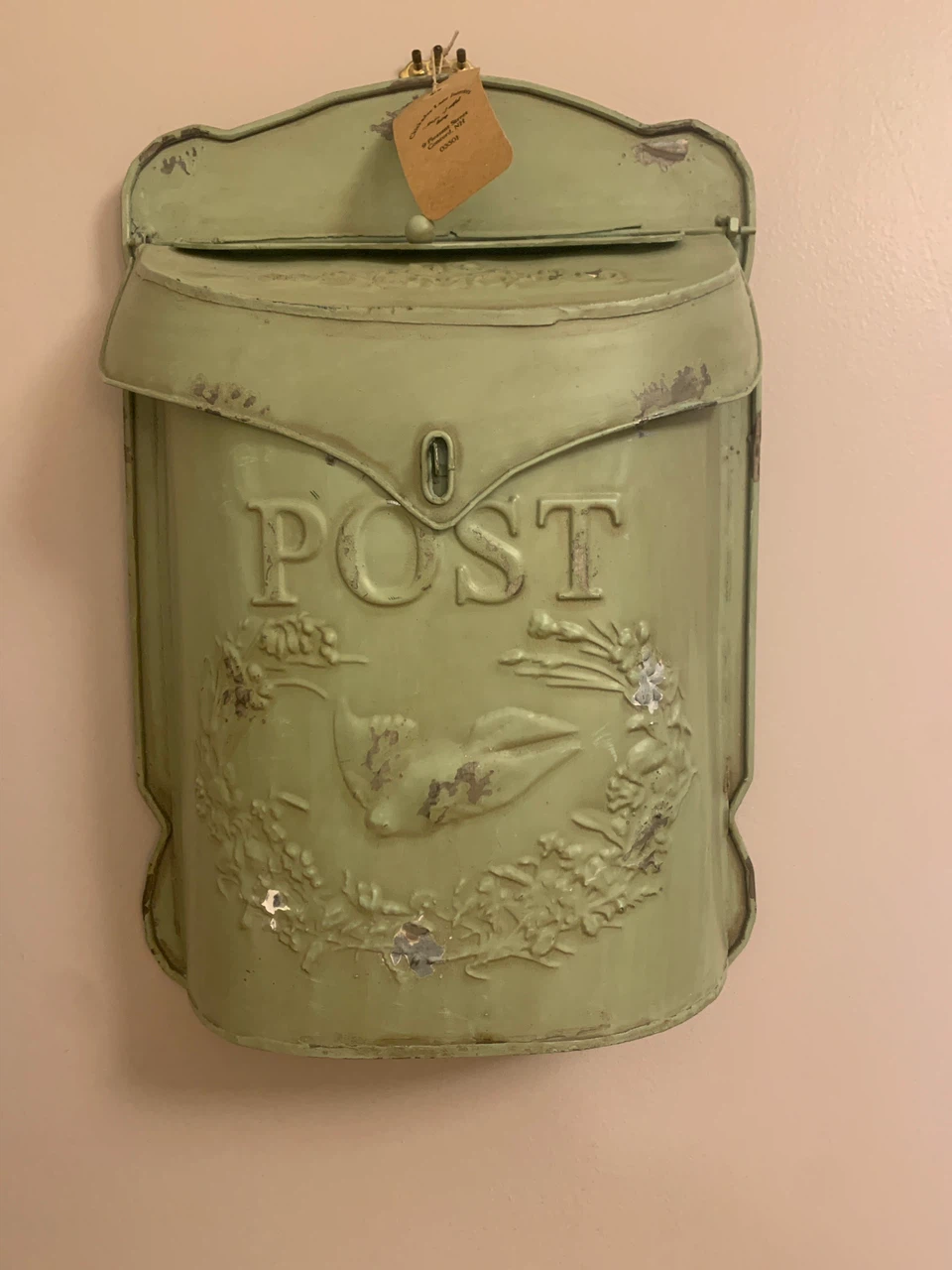 Decorative Green Metal "POST" Mailbox