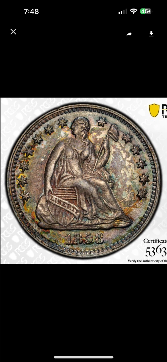 1858 Seated Liberty Half Dime PCGS MS64 - photo 4