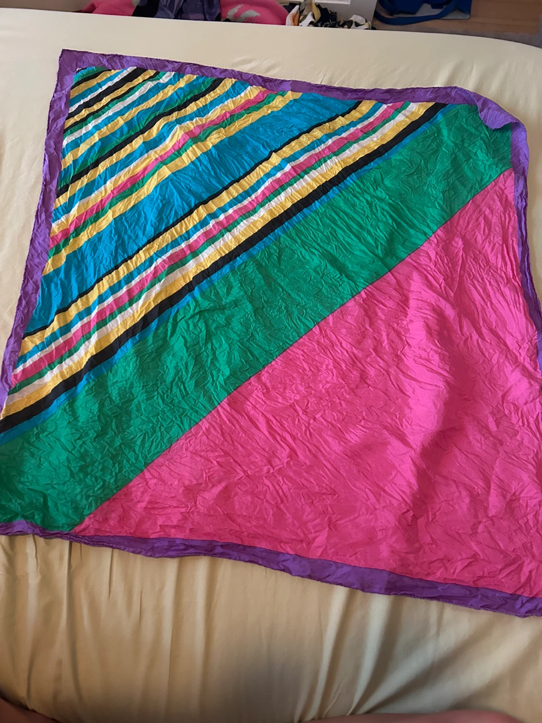 Vintage Geometric Striped Square Scarf