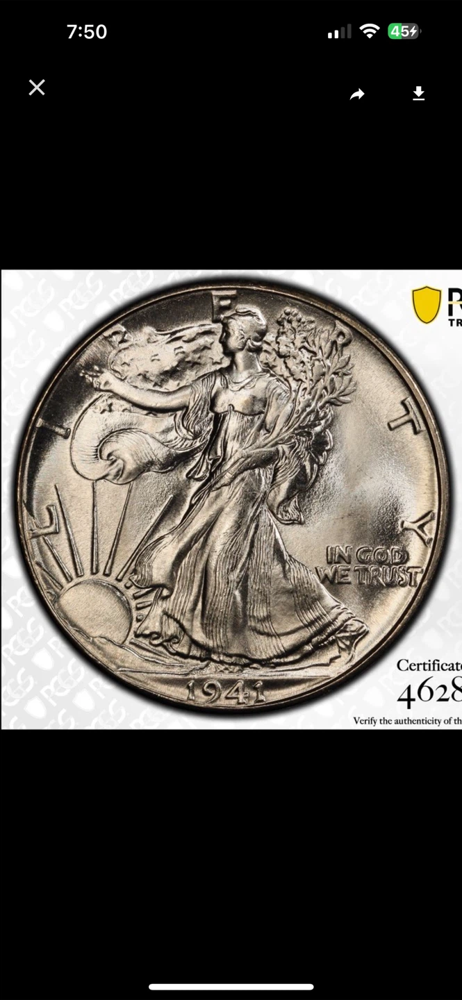 1941 Walking Liberty Half Dollar PCGS MS67 - photo 3
