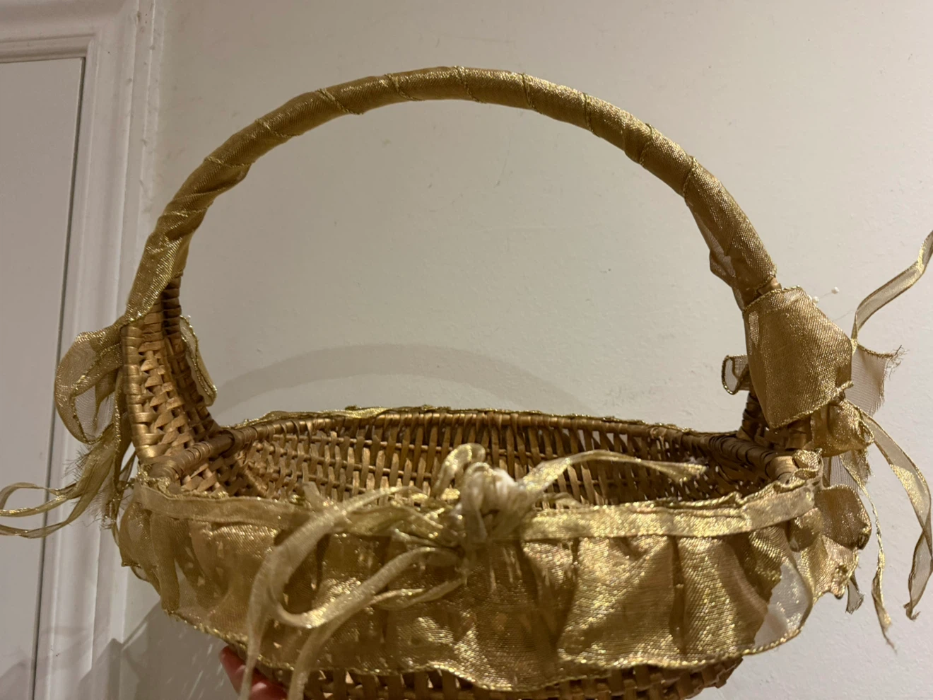 Decorative Woven Basket with Gold Ribbon - photo 2
