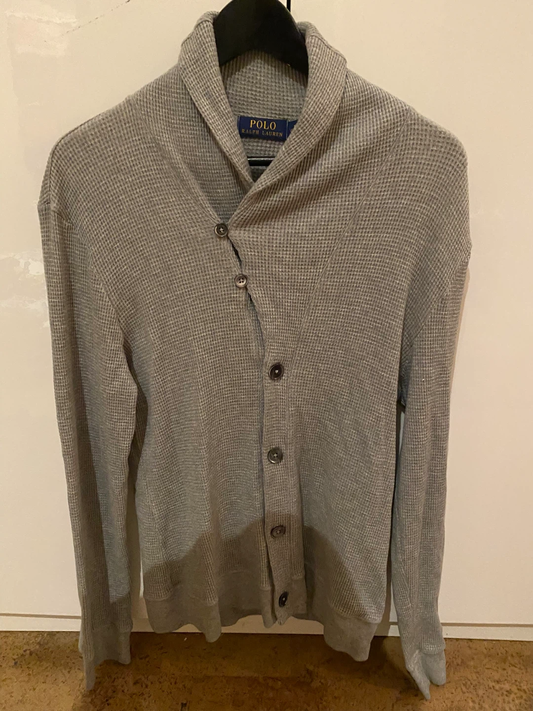 Polo Ralph Lauren Men's Grey Waffle Knit Cardigan