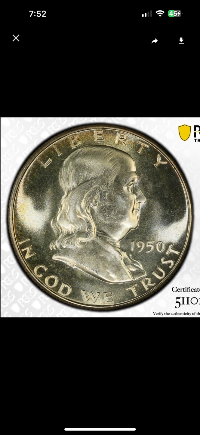 1950 Franklin Half Dollar PCGS PR65 - photo 3