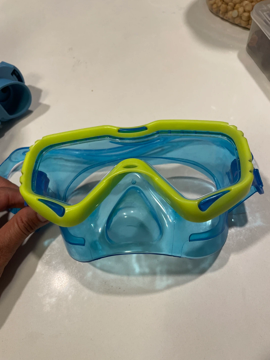 Blue and Green Swim Goggles