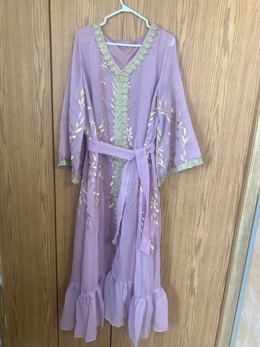 Lavender Embroidered Kaftan Dress - photo 2